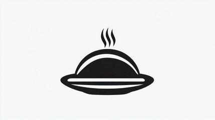 Hot food platter, restaurant service, simple icon