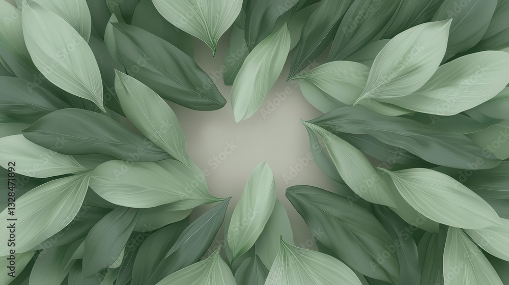Poster symmetrical layouts of foliage create a visually striking mandala, symbolizing the unity and interco