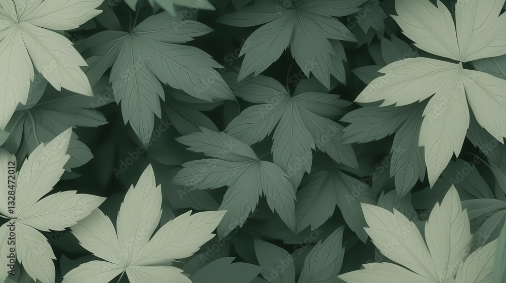 Poster symmetrical layouts of foliage create a visually striking mandala, symbolizing the unity and interco
