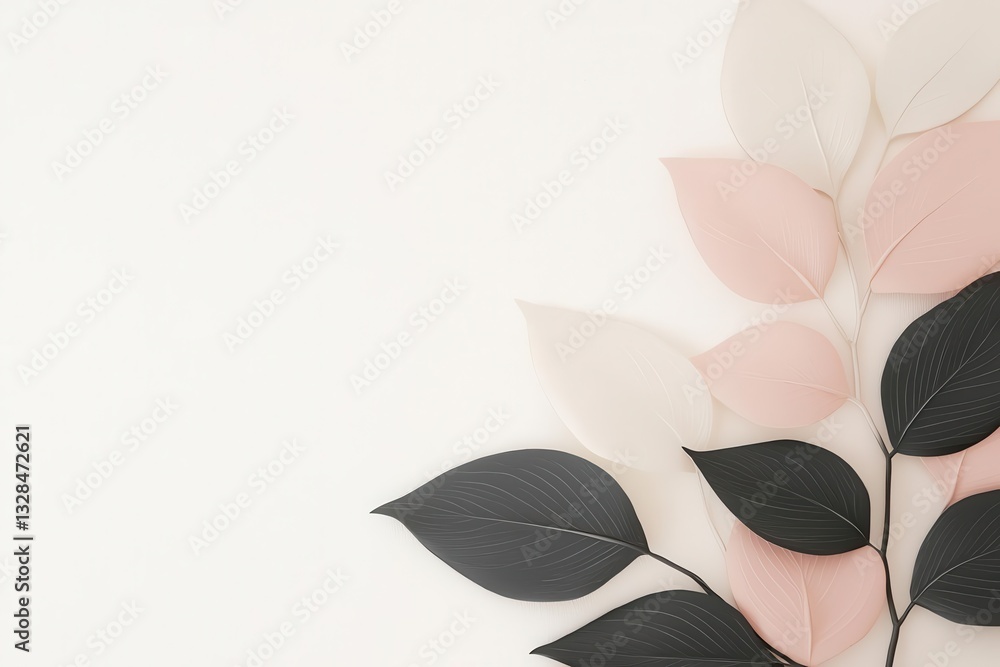 Poster minimalist nature silhouettes dance against a soft gradient background, merging simplicity with the 