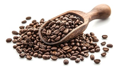 Fototapeta premium Coffee beans in scoop on white background