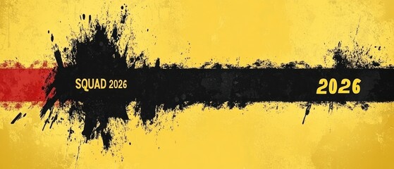 An abstract graphic with the text squad and the year two thousand twenty six