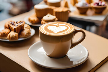 Steaming Hot Coffee in a Rustic Mug with Coffee Beans