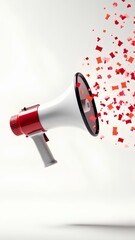 white stylish red megaphone on a white background 