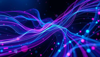 Abstract Flowing Neon Lights: A Symphony of Purple and Blue