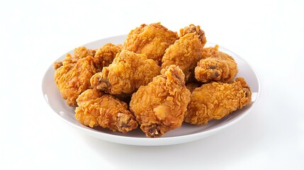 Fried chicken on white plate on white