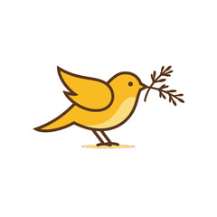 Yellow Bird Holding Branch