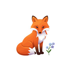 Obraz premium Fox with flower