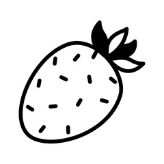 Illlustration of strawberry fruit or stroberi in hand drawn doodle line art style . High resolution and editable icon vector perfect for symbol, logo, and design element