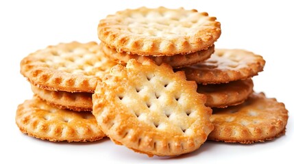 Salted cracker cookies isolated on white
