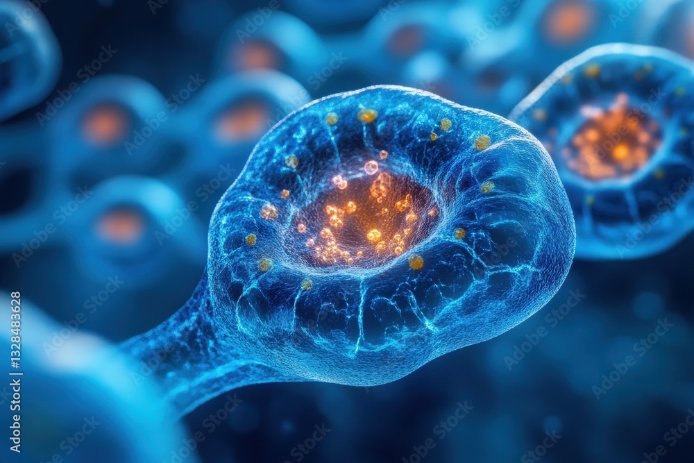 Poster detailed view of biological cells under microscopic examination showcasing their intricate structure