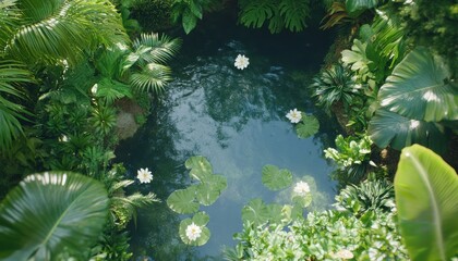 Naklejka premium Restored rainforest exploration lush tropical environment nature photography aerial view biodiversity conservation