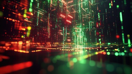 Obraz premium Digital Metropolis: A Symphony of Code and Light