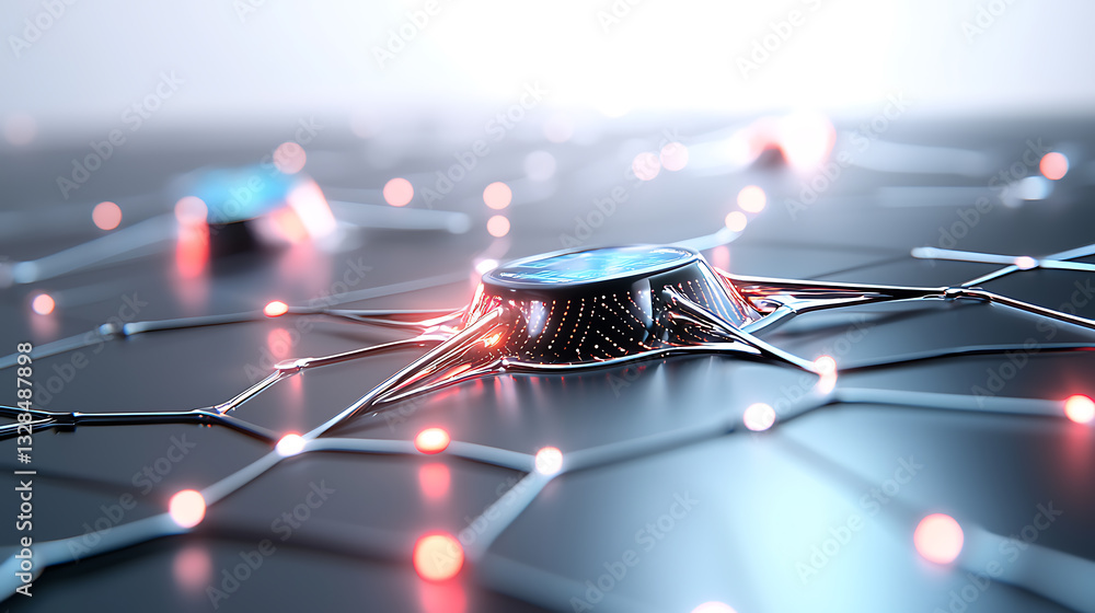 Poster innovative neural network visualization digital art abstract high-tech environment close-up view fut