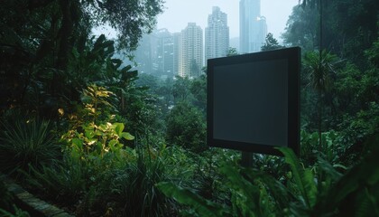 Urban eco harmony a clean skyline merging nature with data visualization cityscape digital art urban environment aerial view