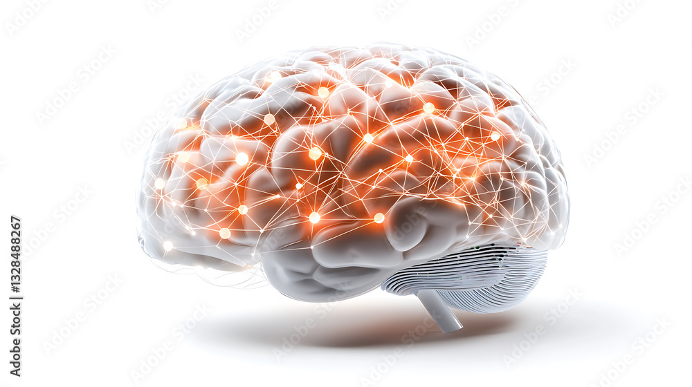 Poster exploring neural connections brain activity visualization science lab digital art abstract environme