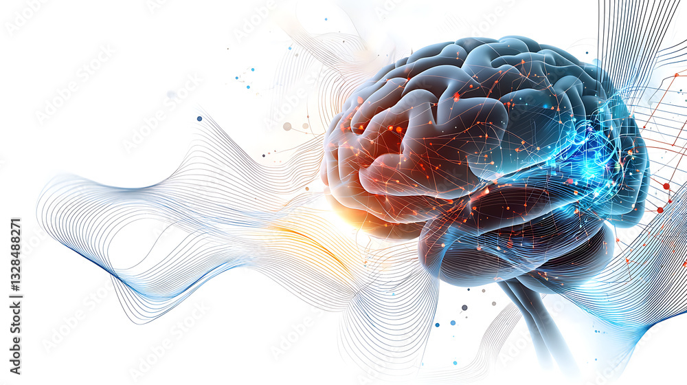 Aufkleber neuroscience breakthrough exploring the human brain's potential laboratory setting digital art scien