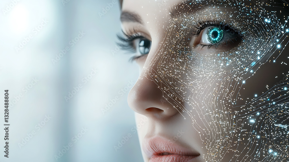 Poster digital vision a futuristic insight into ai-powered technology virtual environment close-up perspect