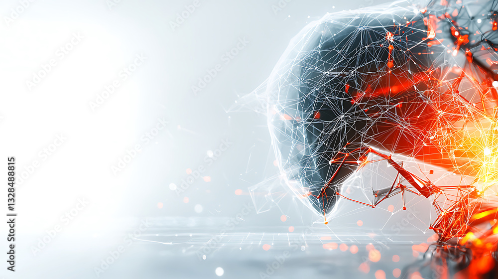 Poster artificial intelligence advancement digital realm visual art futuristic environment side view techno