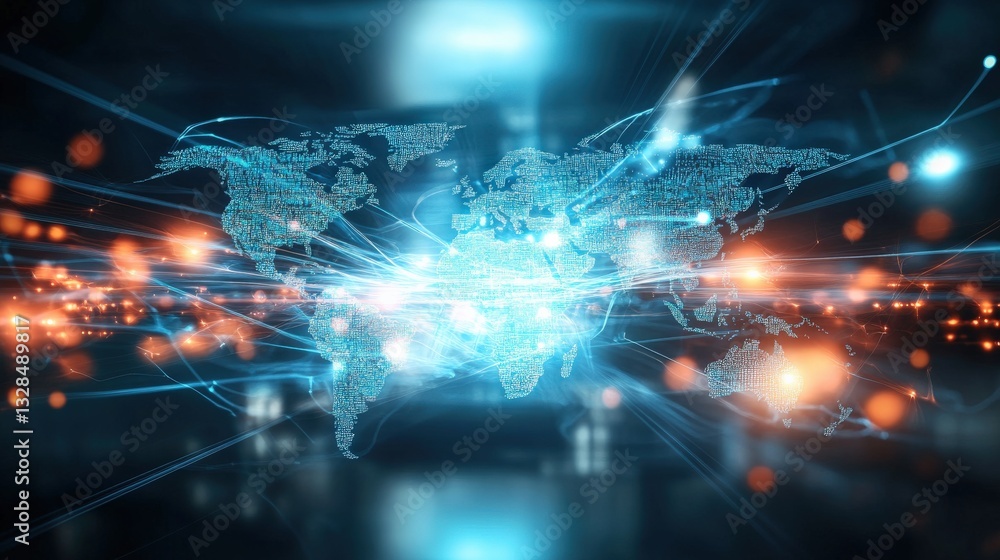 Aufkleber global data connectivity visualization digital era infographic tech environment abstract viewpoint i