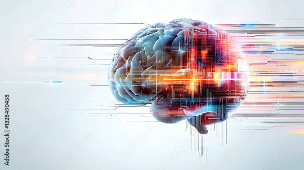 Poster cognitive enhancement visualized digital realm abstract artwork futuristic environment close-up view