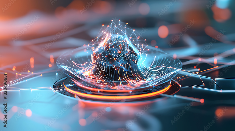 Poster dynamic 3d visualization of abstract data patterns digital realm graphic design futuristic environme