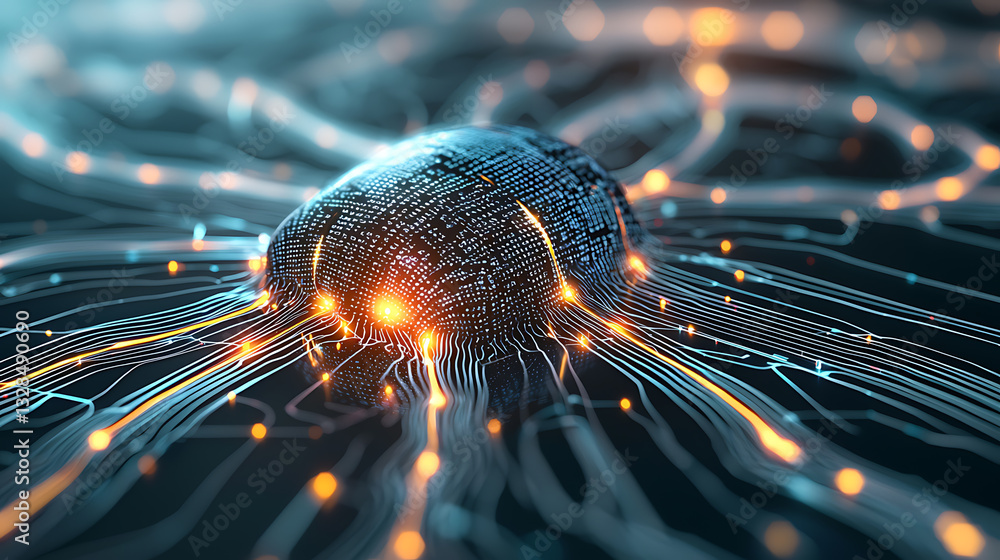 Poster innovative technology concept visualization digital environment abstract art futuristic design close