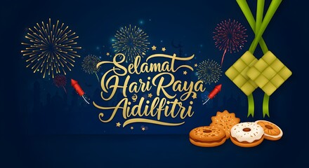 Luxurious Hari Raya Aidilfitri Celebration with Golden Typography