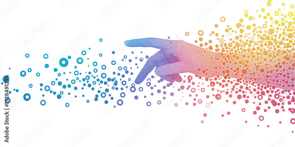 Aufkleber colorful particles flow dynamically across bright spectrum creating energetic burst effect