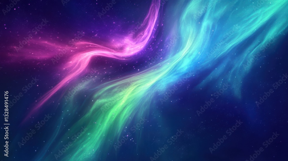Wall mural a cosmic aurora abstract gradient background. featuring ethereal light waves and deep space colors