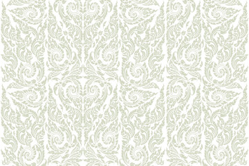 Seamless traditional Thai art floral arabesque pattern in damask style motifs suitable for wallpaper, clothing, textile, tile, curtain, blanket and fabric design isolated illustration vector.