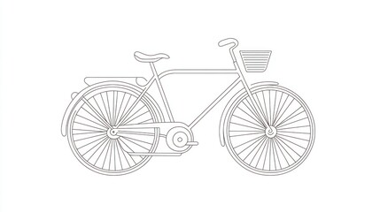 Fototapeta premium Classic bike line art, white background