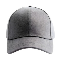 Grey baseball cap isolated on white background, cut out, transparent PNG