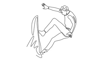 continuous line of surfer in action riding the waves