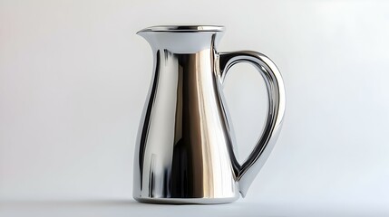 chrome cafetiere coffee jug on a white