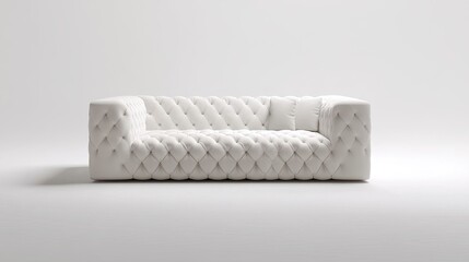 Modern white sofa with tufted design, perfect for stylish interior decor. Ideal for living room or contemporary spaces