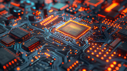 Advanced Nanotechnology Microchips Extreme close up 