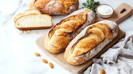 french bread on white