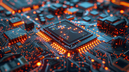 Advanced Nanotechnology Microchips Extreme close up 