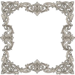 Intricate vintage ornate floral border frame with classic baroque design
