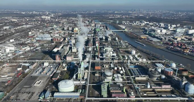 manufacturing, processing, production, industrial chemicals, aerial view, Hochst Germany, near Frankfurt am Main