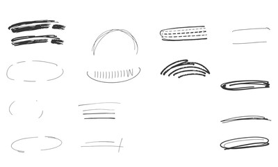 Hand drawn brush stroke vector elements in various shapes and styles, perfect for creative projects and design work. These versatile strokes add unique touch to any artwork