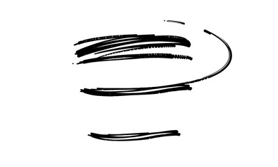 Hand drawn black brush stroke with dynamic swirl effect, perfect for artistic designs and backgrounds