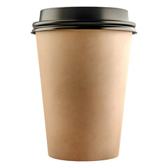 A single disposable coffee cup with a black plastic lid