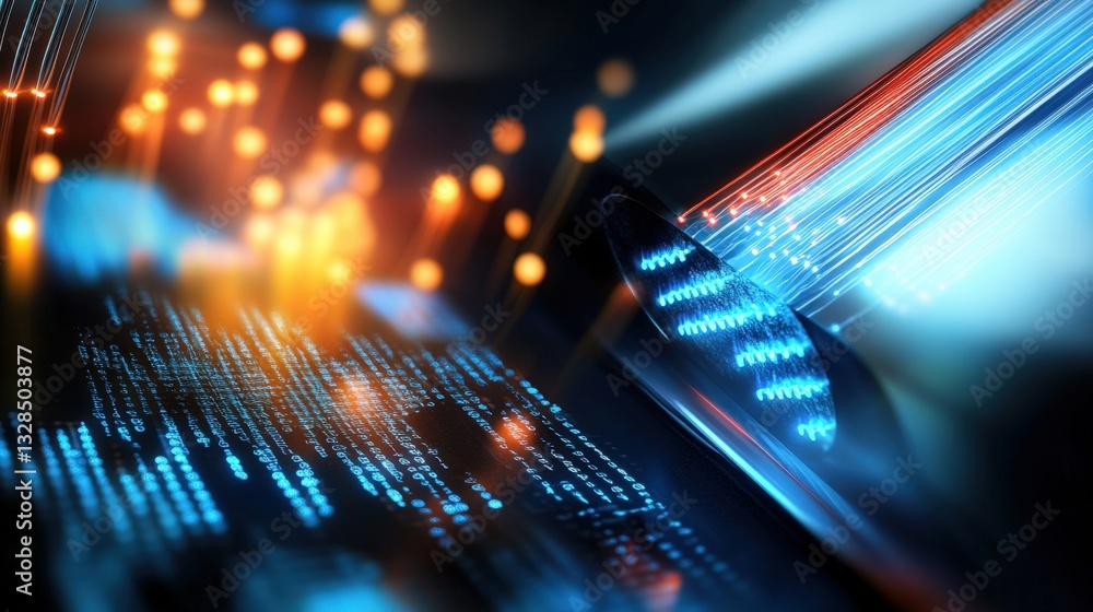 Poster dynamic data visualization process digital landscape abstract art futuristic environment close-up pe
