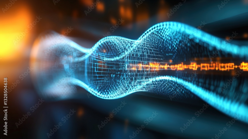 Poster dynamic digital wave futuristic environment abstract art tech visualization close-up innovative conc