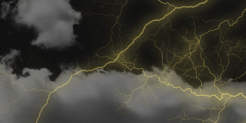 Mountainous Cumulus Clouds Boiling in the Summer Sky. White cloudiness, mist or smog overlay backgrounds. Wide sky and clouds dark tone. Dark cloud at evening sky with thunder bolt.