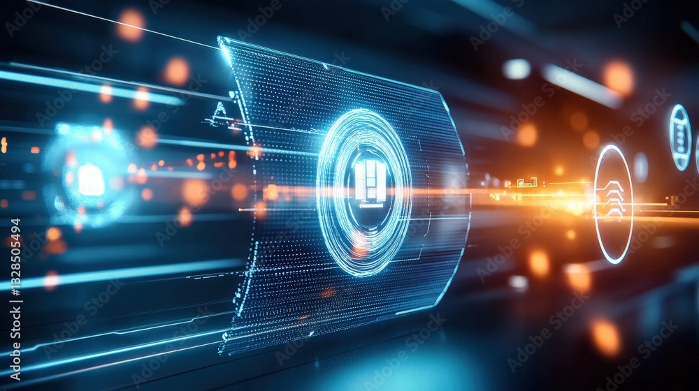Poster dynamic digital transformation virtual environment graphic visualization technology futuristic viewp