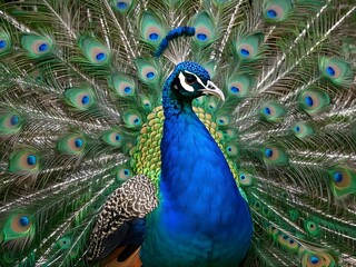 peacock with feathers out
