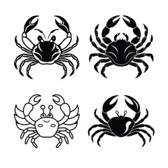 Crab silhouette. Isolated crab on white background